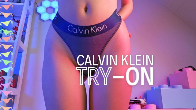CALVIN KLEIN Trying on Panties Redhead